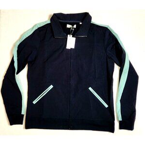 Sovereign Code Mens Medium Navy Jacket W/ Light Blue Stripes NWT